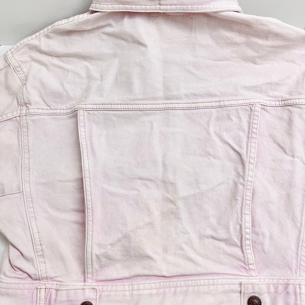 FREE PEOPLE — STAR CROSSED BOXY DENIM JACKET, LIGHT PINK SORBET, SIZE US XS - Picture 12 of 12